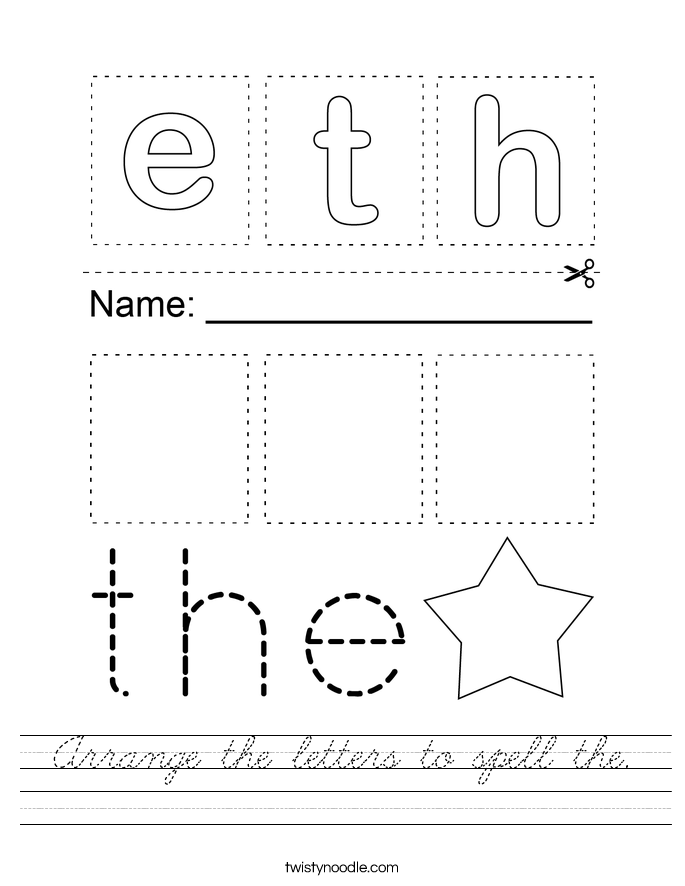 Arrange the letters to spell the. Worksheet