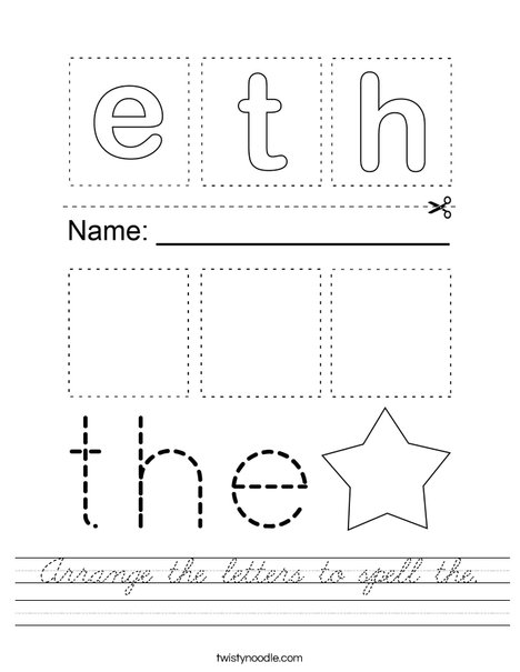 Arrange the letters to spell the. Worksheet