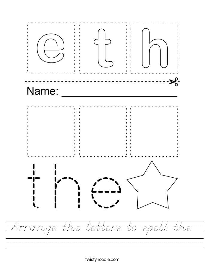 Arrange the letters to spell the. Worksheet