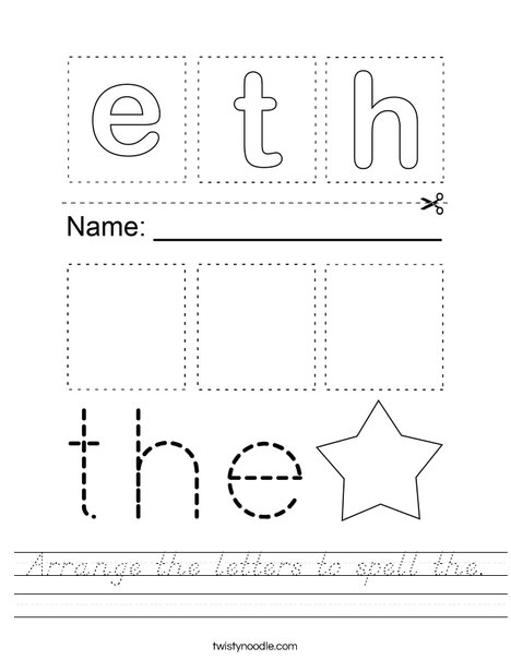 Arrange the letters to spell the. Worksheet