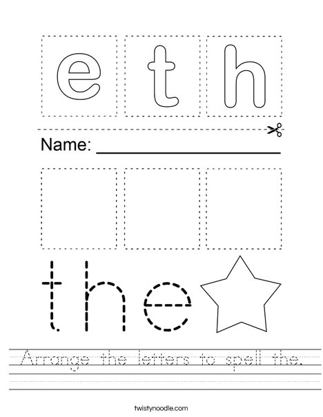 Arrange the letters to spell the. Worksheet