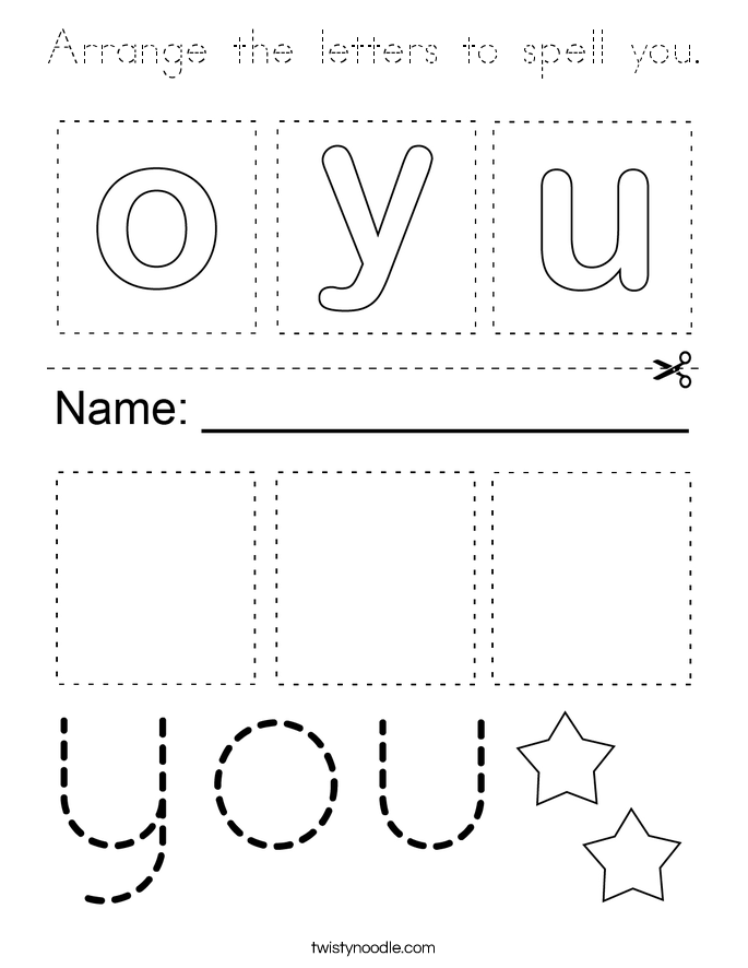 Arrange the letters to spell you. Coloring Page