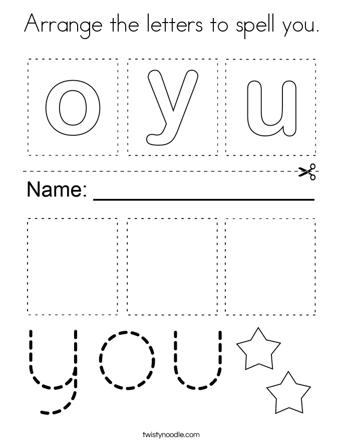 Arrange the letters to spell you. Coloring Page