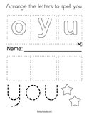 Arrange the letters to spell you Coloring Page