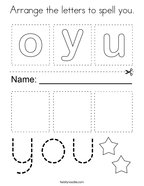 Arrange the letters to spell you Coloring Page