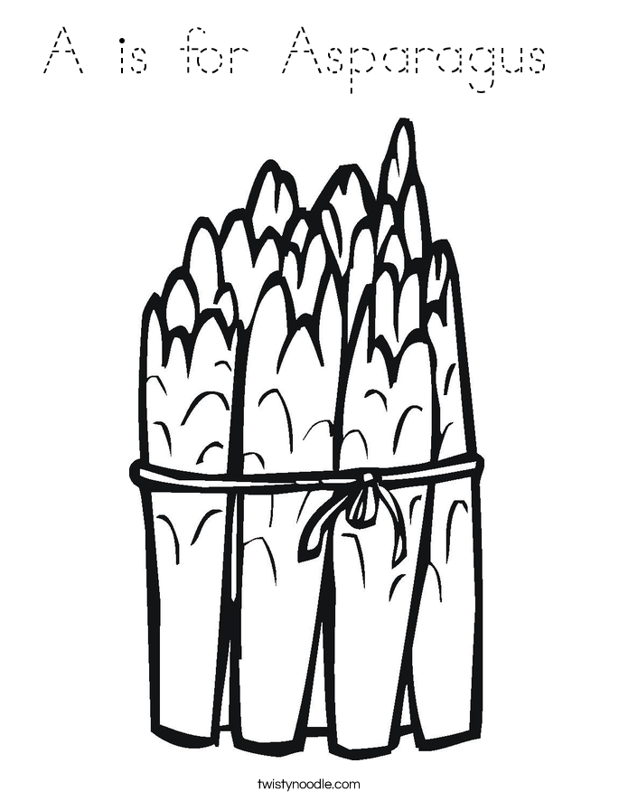 A is for Asparagus  Coloring Page