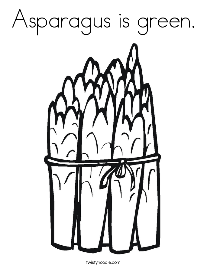 Asparagus is green. Coloring Page