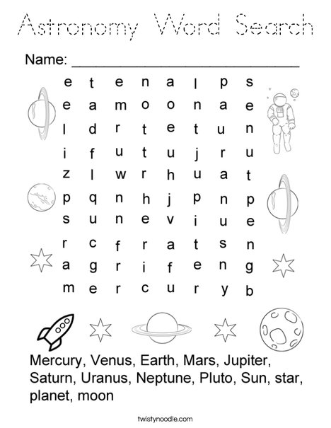Astronomy Word Search Coloring Page