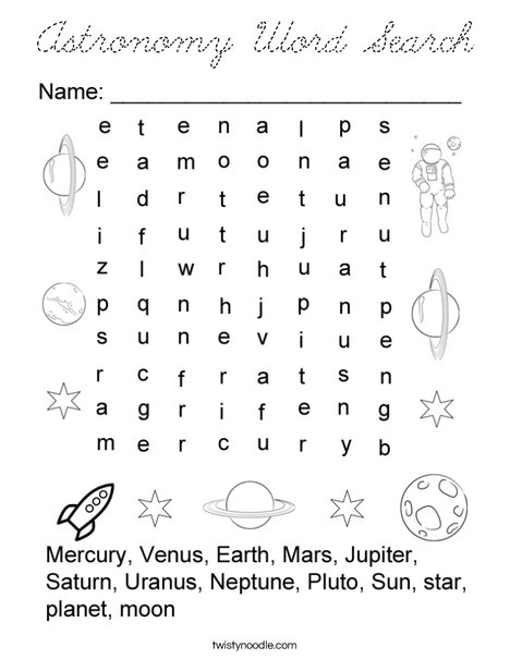 Astronomy Word Search Coloring Page