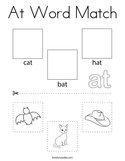 At Word Match Coloring Page