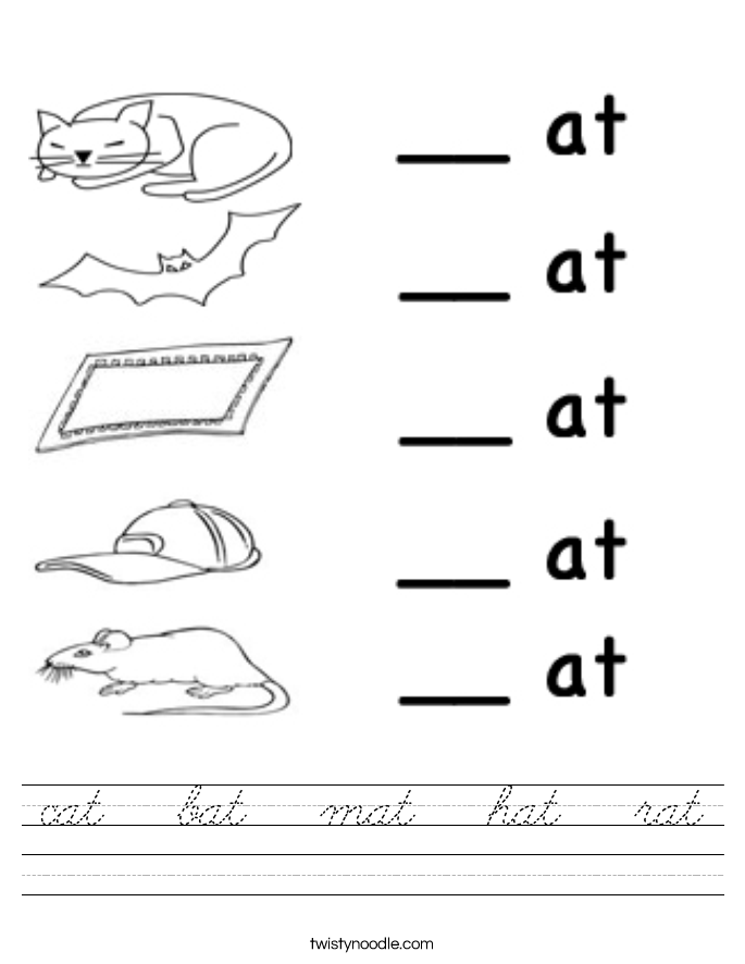 cat   bat   mat   hat   rat Worksheet