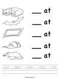 cat   bat   mat   hat   rat Worksheet