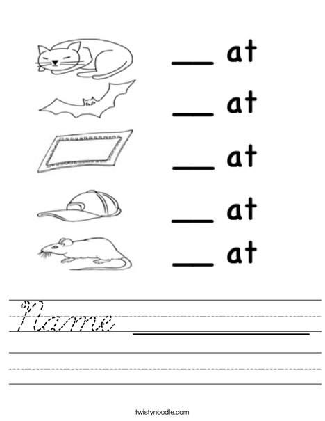 name worksheet cursive twisty noodle