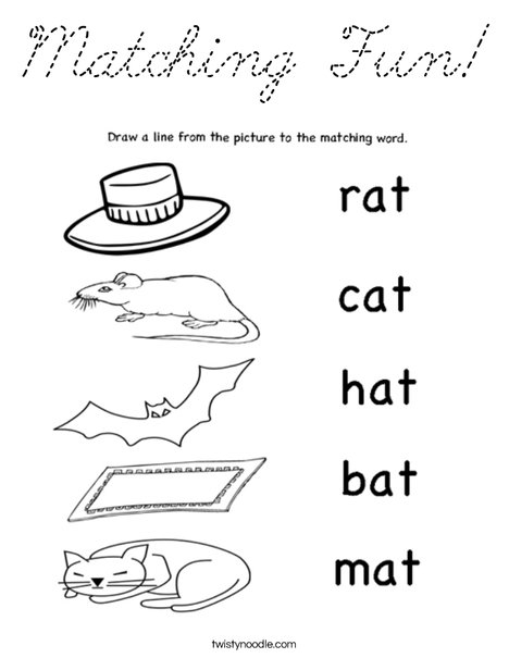 At Words Matching Coloring Page