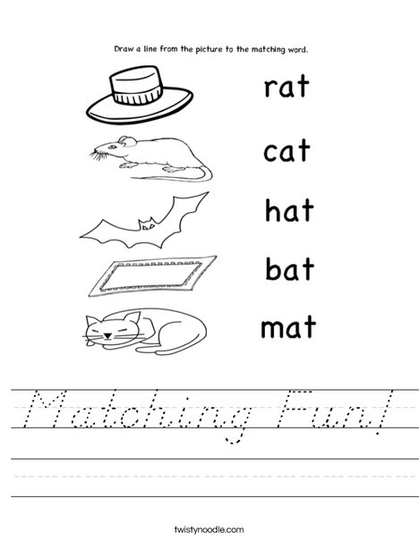 matching fun worksheet dnealian twisty noodle