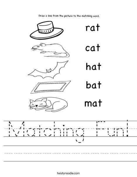 At Words Matching Worksheet