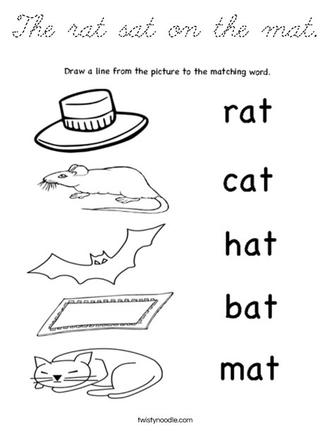 At Words Matching Coloring Page