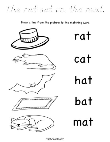At Words Matching Coloring Page