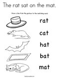The rat sat on the mat. Coloring Page