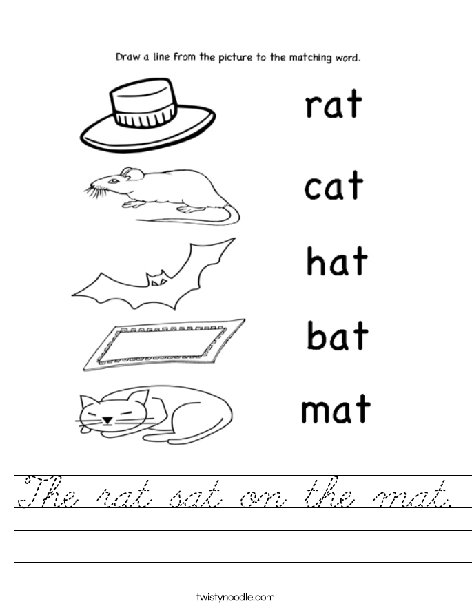 The rat sat on the mat. Worksheet