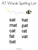AT Words Spelling List Coloring Page