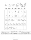 August 2020 Calendar Worksheet