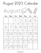 August 2023 Calendar Coloring Page