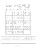 August 2023 Calendar Worksheet