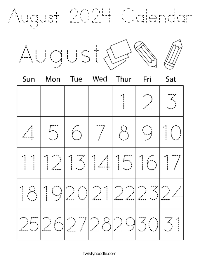 August 2024 Calendar Coloring Page