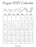 August 2024 Calendar Coloring Page