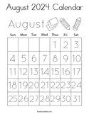 August 2024 Calendar Coloring Page