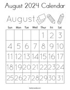 August 2024 Calendar Coloring Page