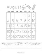 August 2024 Calendar Handwriting Sheet