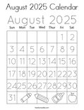 August 2025 Calendar Coloring Page