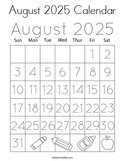 August 2025 Calendar Coloring Page