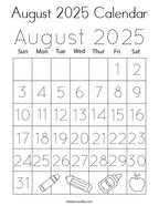August 2025 Calendar Coloring Page