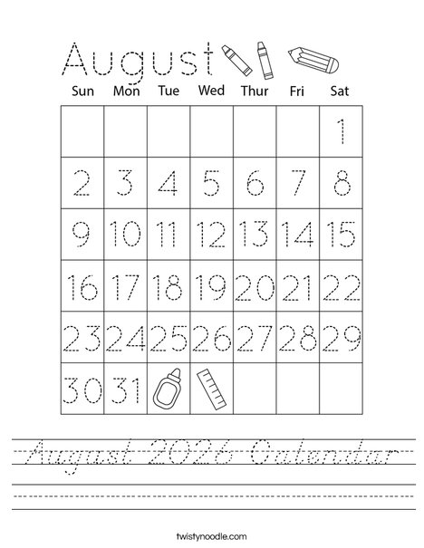 August 2026 Calendar Worksheet