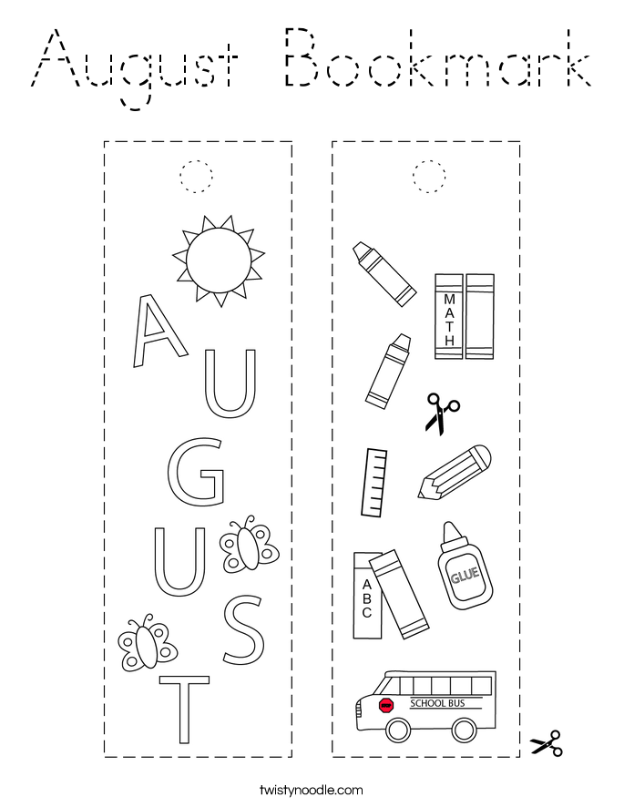 August Bookmark Coloring Page