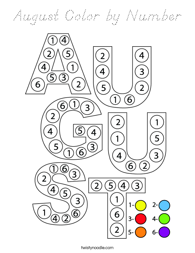 August Color by Number Coloring Page