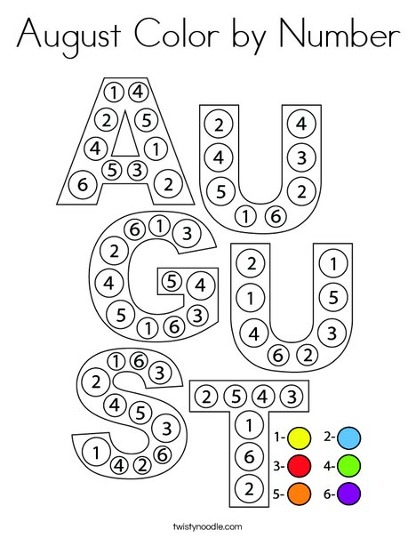August Color by Number Coloring Page