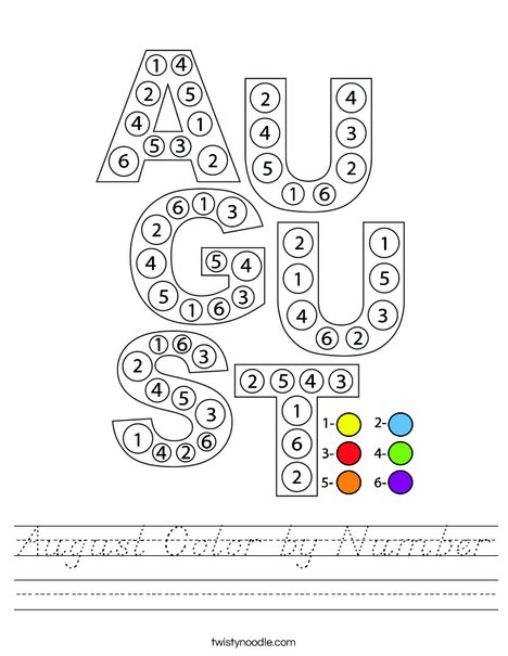 August Color by Number Worksheet