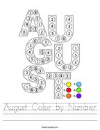 August Color by Number Handwriting Sheet