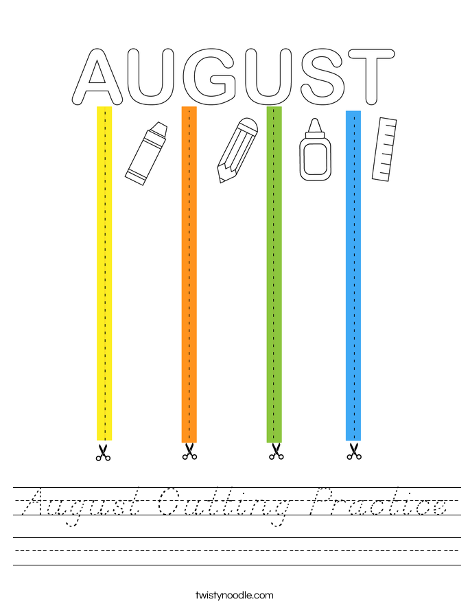 August Cutting Practice Worksheet