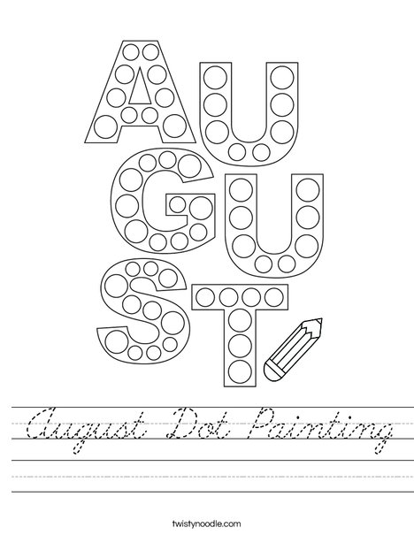 August Dot Painting Worksheet
