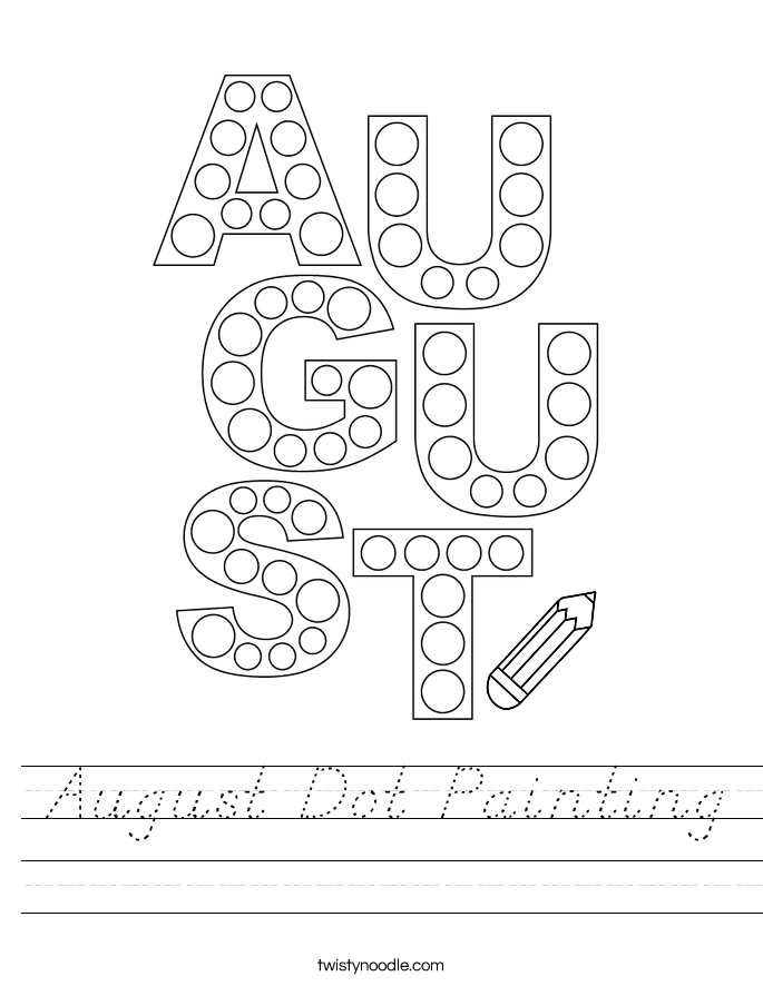 August Dot Painting Worksheet