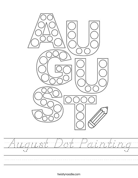 August Dot Painting Worksheet