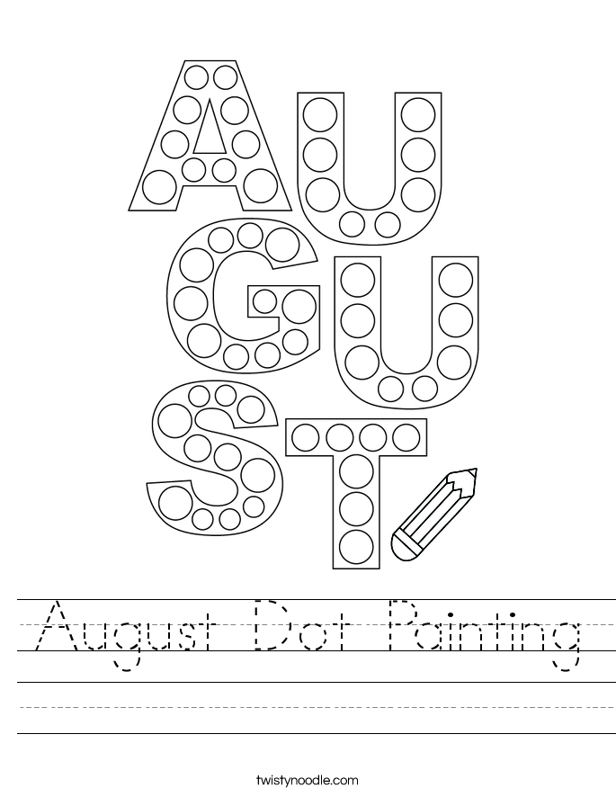 August Dot Painting Worksheet