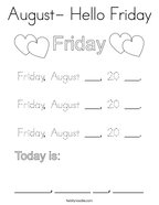 August- Hello Friday Coloring Page