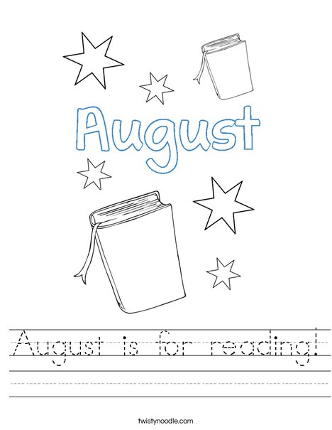 August is for reading Worksheet - Twisty Noodle