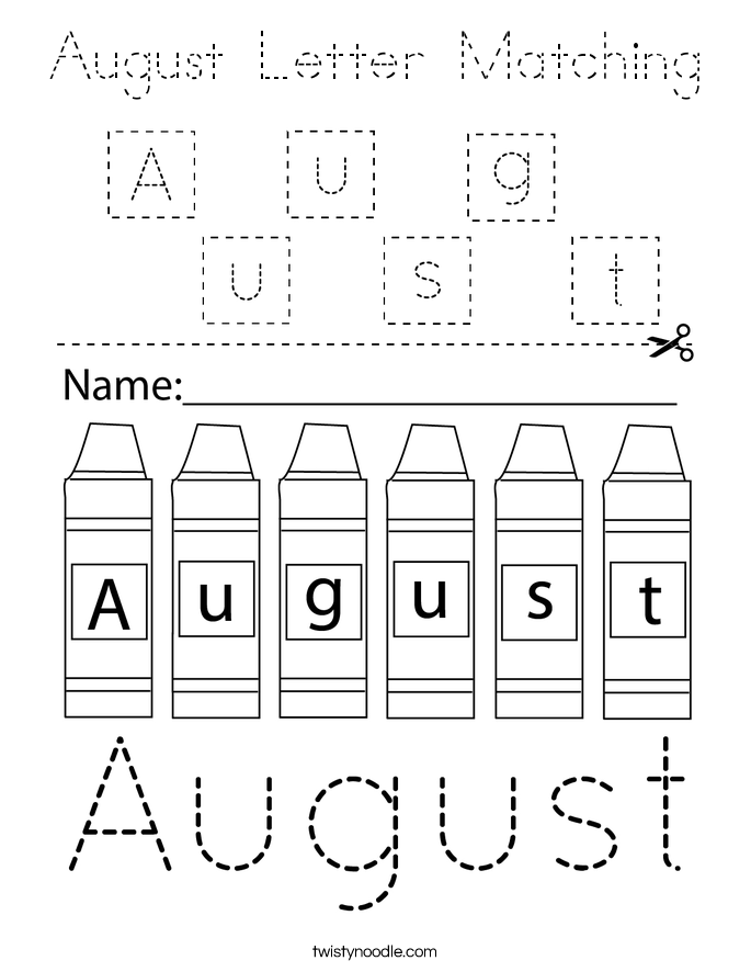 August Letter Matching Coloring Page